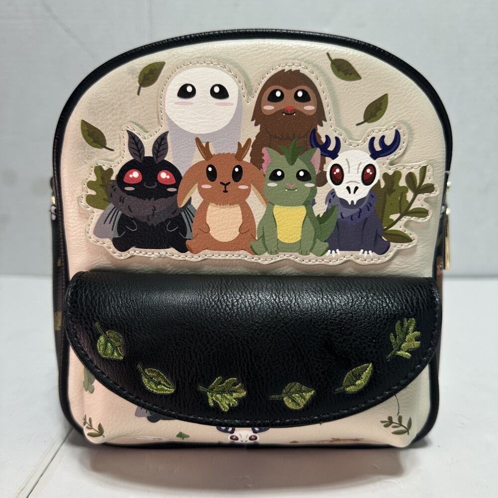 Loungefly Boxlunch Exclusive Chibi Cryptids Leaves Print Small Crossbody Bag